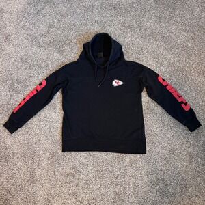 Kansas City Chiefs Black Pullover Sweatshirt Mock Neck with Drawstring Women's S